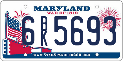 MD license plate 6BK5693