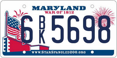 MD license plate 6BK5698