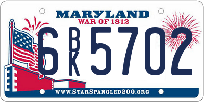 MD license plate 6BK5702