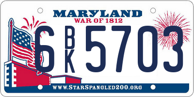 MD license plate 6BK5703