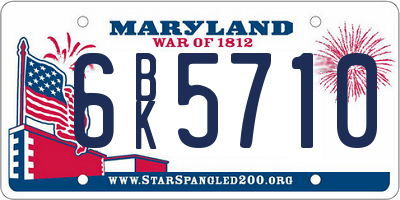 MD license plate 6BK5710