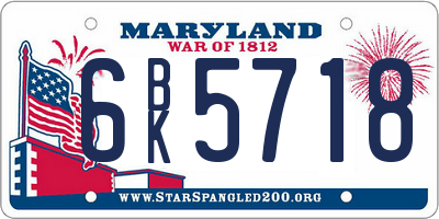 MD license plate 6BK5718