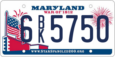 MD license plate 6BK5750