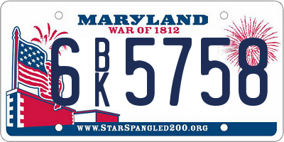 MD license plate 6BK5758