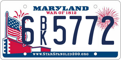MD license plate 6BK5772