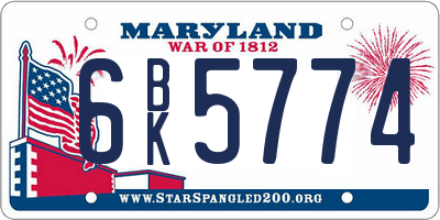 MD license plate 6BK5774