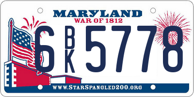 MD license plate 6BK5778