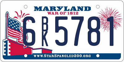 MD license plate 6BK5781