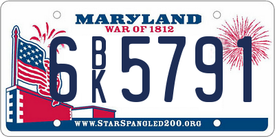 MD license plate 6BK5791