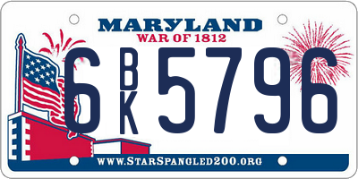 MD license plate 6BK5796