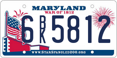 MD license plate 6BK5812