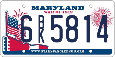 MD license plate 6BK5814