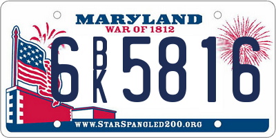 MD license plate 6BK5816