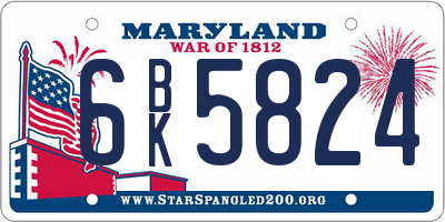 MD license plate 6BK5824