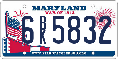 MD license plate 6BK5832