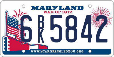 MD license plate 6BK5842