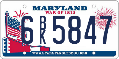 MD license plate 6BK5847