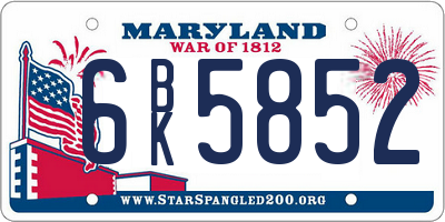 MD license plate 6BK5852