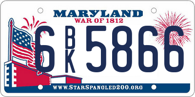 MD license plate 6BK5866
