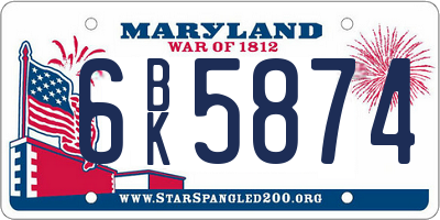 MD license plate 6BK5874
