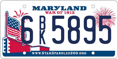 MD license plate 6BK5895