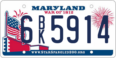 MD license plate 6BK5914