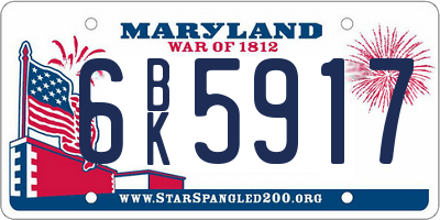 MD license plate 6BK5917
