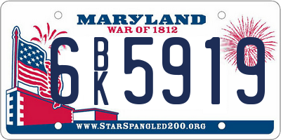MD license plate 6BK5919