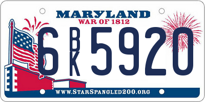 MD license plate 6BK5920
