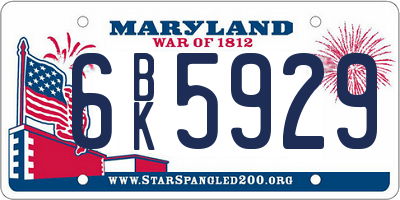 MD license plate 6BK5929