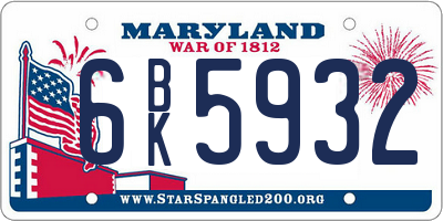 MD license plate 6BK5932