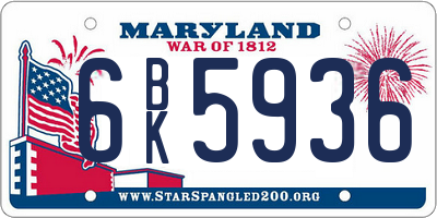 MD license plate 6BK5936