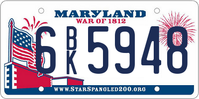 MD license plate 6BK5948