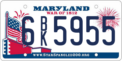 MD license plate 6BK5955
