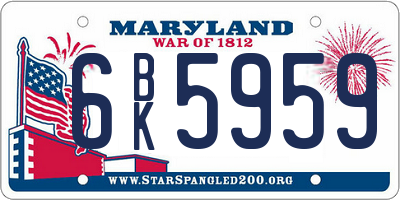 MD license plate 6BK5959