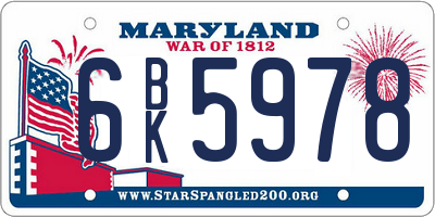 MD license plate 6BK5978