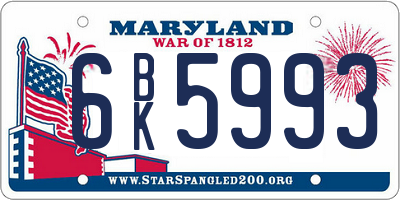 MD license plate 6BK5993