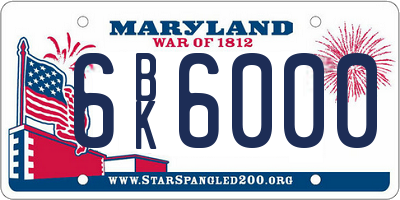 MD license plate 6BK6000