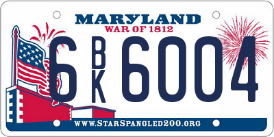 MD license plate 6BK6004