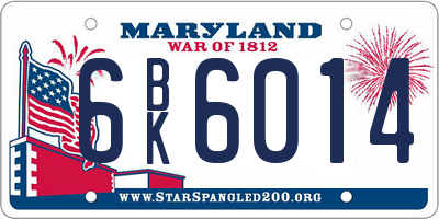 MD license plate 6BK6014
