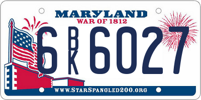 MD license plate 6BK6027