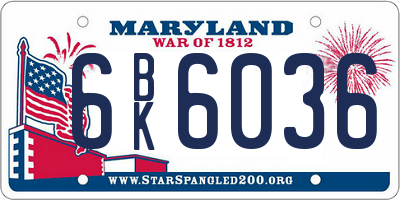 MD license plate 6BK6036