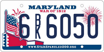MD license plate 6BK6050