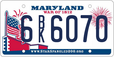 MD license plate 6BK6070