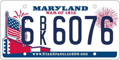 MD license plate 6BK6076