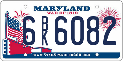 MD license plate 6BK6082