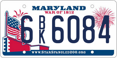 MD license plate 6BK6084