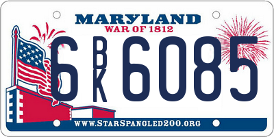 MD license plate 6BK6085