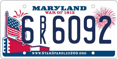 MD license plate 6BK6092