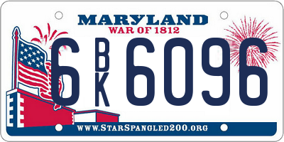 MD license plate 6BK6096